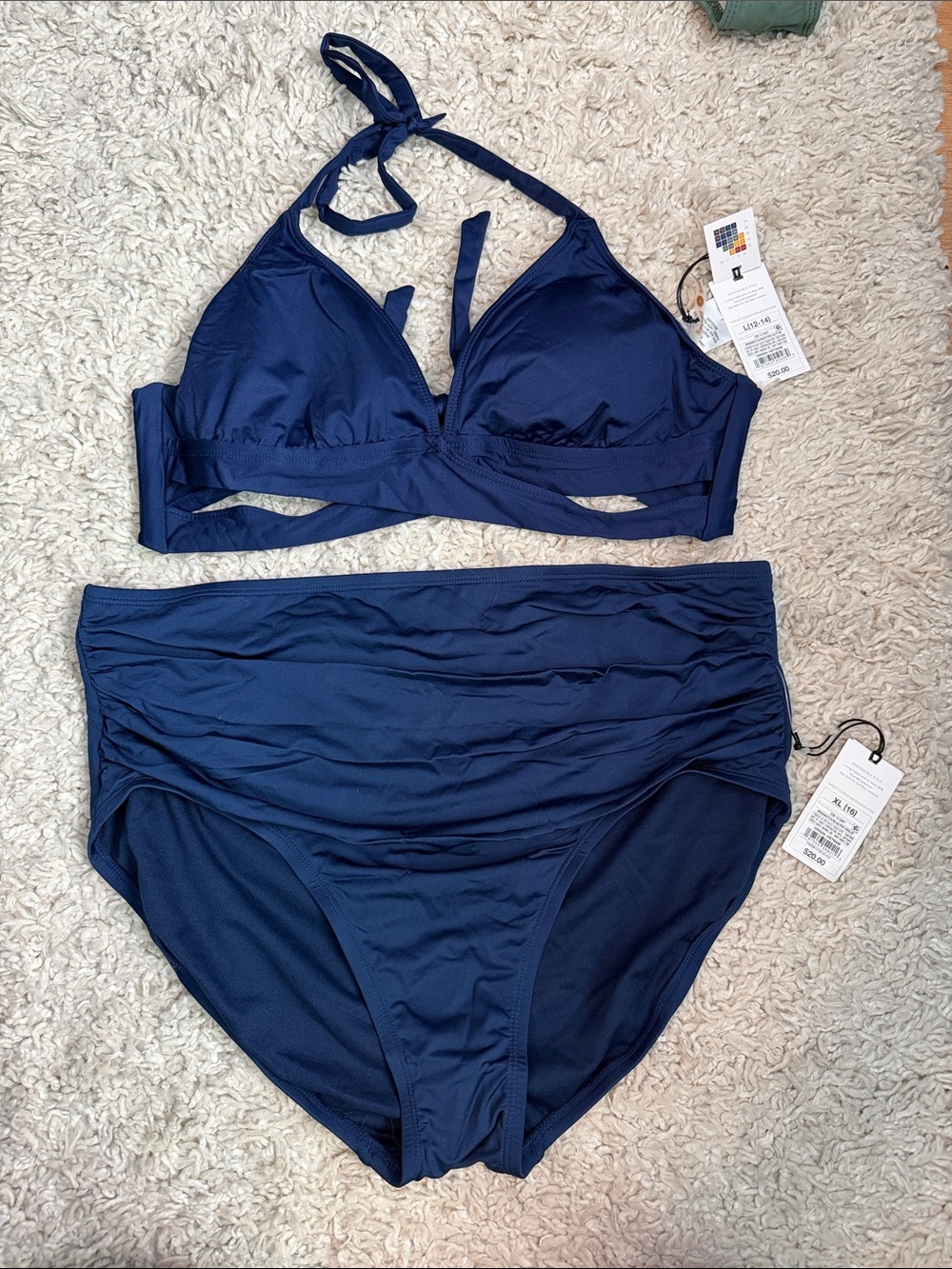Shade & Shore Navy Halter Bikini Set - Two Piece Swimwear